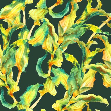 Suluboya el boyası deniz yosunu, pürüzsüz desen, tekstil, duvar kağıdı, ambalaj kağıdı şablonu.