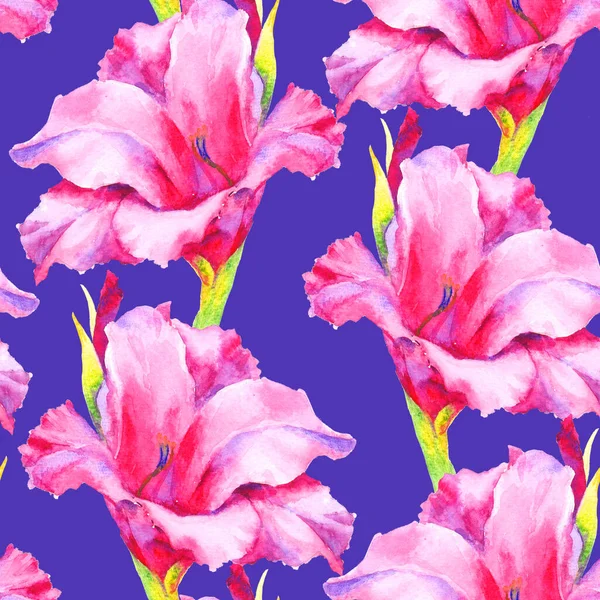 Акварель Ручной Краски Розовые Лилии Бесшовный Узор Шаблон Текстиля Обои — стоковое фото