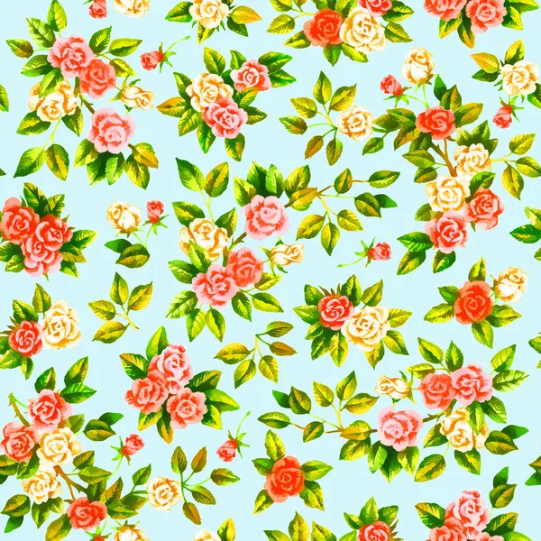 Güller Boyası Suluboya Dikişsiz Desen Tekstil Duvar Kağıdı Ambalaj Kağıdı — Stok fotoğraf