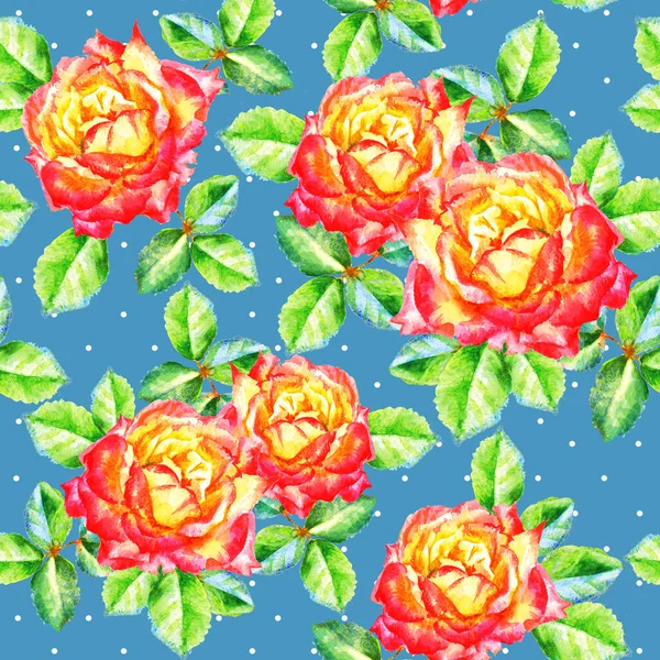 Aquarela Mão Pintar Rosas Sem Costura Padrão Modelo Para Têxteis — Fotografia de Stock