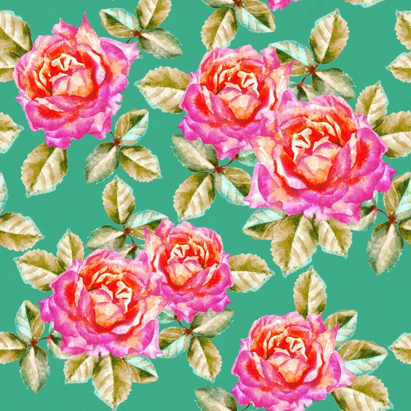 Watercolor Hand Paint Roses Seamless Pattern Background Web Pages Wedding — Stock Photo, Image