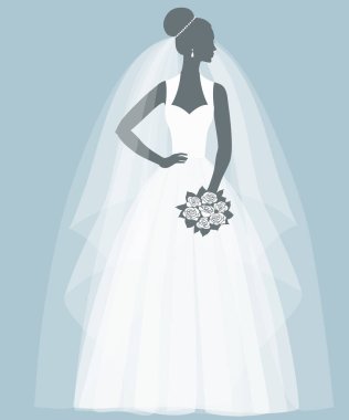 Gelin elinde buket, vektör çizimi.