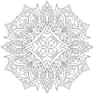 Tasarım, boyama kitabı, dövme, mehendi, tişört baskısı için soyut yuvarlak keten vektör deseni