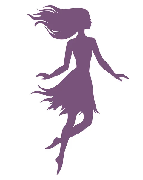 Chica Bailando Dibujado Mano Vector Silueta Ilustración — Vector de stock