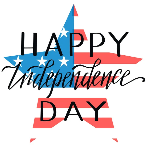 stock vector Happy Independence Day, hand written lettering vector illustration for design.