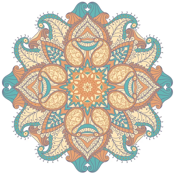 Abstracto Ornamento Simetría Vectorial Línea Ondulada Patrón Redondo Mandala — Vector de stock