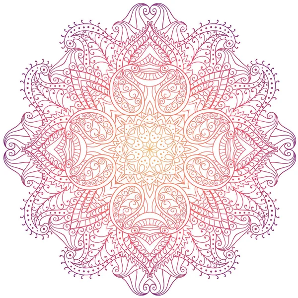 Abstracto Ornamento Simetría Vectorial Línea Ondulada Patrón Redondo Mandala — Vector de stock