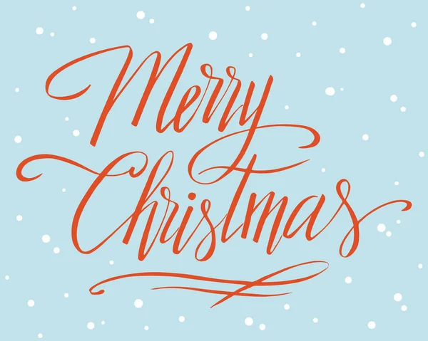 Frohe Weihnachten Handgeschriebene Schriftzüge Isoliert Auf Schnee Hintergrund Für Gratulationskarten — Stockvektor