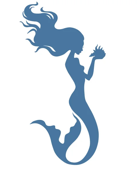 Mermaid Hand Drawn Vector Silhouette Illustration — 스톡 벡터