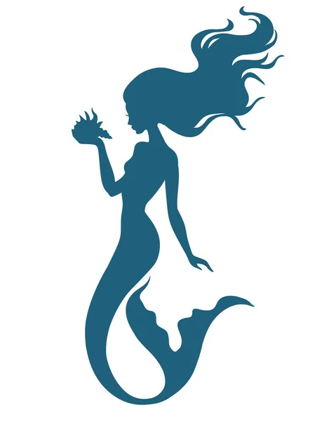 Handgemalte Meerjungfrau Aquarell Vektor Silhouette Illustration — Stockvektor