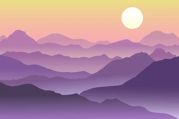 Fond Vectoriel Nature Paysage Avec Montagnes Soleil Panorama Montagnes Nature — Image vectorielle