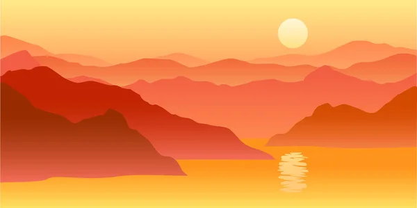 Природа Векторний Фон Пейзаж Горами Сонцем Панорама Гір Пустелі Пісків — стоковий вектор