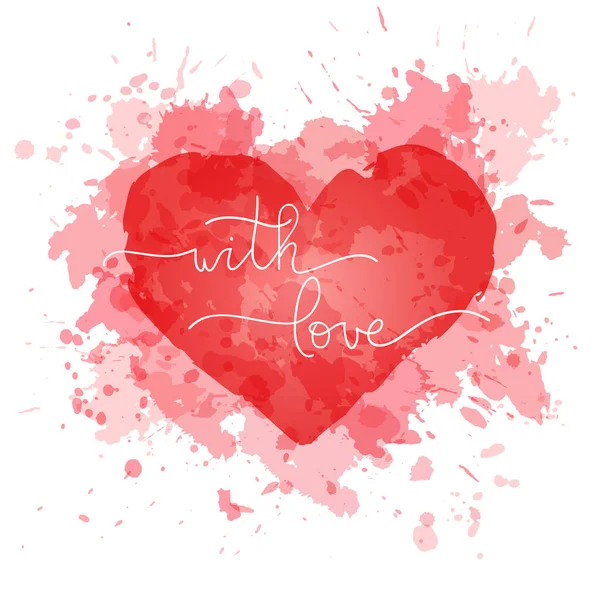 Heart Silhouette Hand Painted Lace Background Hand Written Lettering Love — Stock Vector