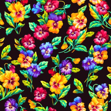 Pansy, suluboya raster desenli el boyası..