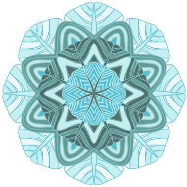 Soyut dalgalı çizgi vektör simetrisi süslemesi. Yuvarlak desen, mandala.