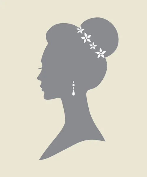 Silhueta Uma Mulher Penteado Casamento Ilustração Vetorial Para Cartão Saudação —  Vetores de Stock