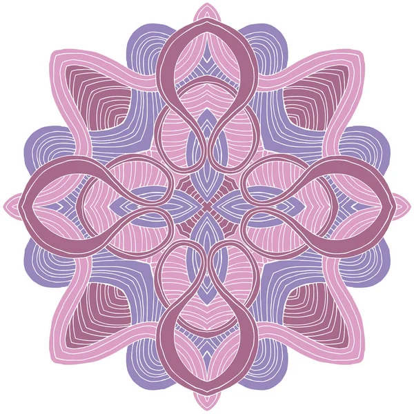 Adorno Simetría Línea Ondulada Abstracta Mandala Vector — Vector de stock