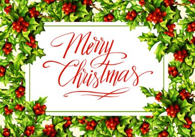 Noel çerçevesi dijital elle çizilmiş kutsal böğürtlen, tasarım elementi, dekorasyon, afiş, dekupaj, kart, davetiye.