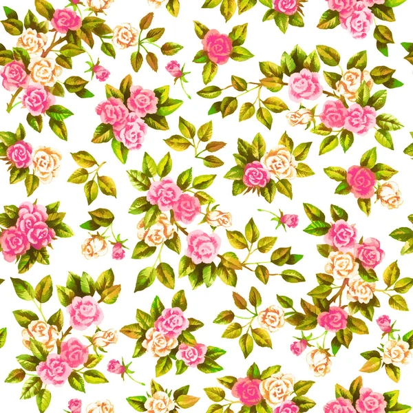Watercolor Hand Paint Roses Seamless Pattern — Stock Photo, Image