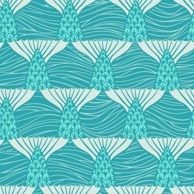 Vektörsüz balık kuyruğu biçimlendirme deseni, tekstil, duvar kağıdı, yüzey tasarımı için soyut deniz dekoratif arka planı.