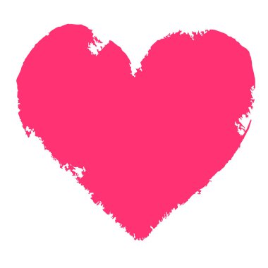 El boyası pembe grunge akrilik kalp beyaza izole edilmiş, Valentin 'in günlük aşk geçmişi, tişört baskısı için vektör çizimi, davetiye..