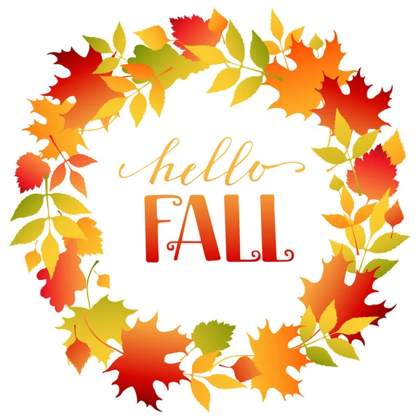 Kranz Aus Herbstlich Bunten Vektorblättern Hintergrund Mit Handgezeichneten Herbstblättern Laubfall — Stockvektor