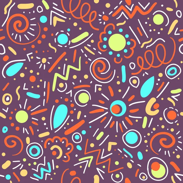 Abstract Handgetekende Doodle Geometrische Elementen Vector Naadloos Patroon Voor Textiel — Stockvector