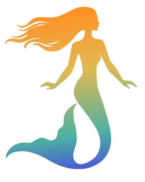 Meerjungfrau Handgezeichnete Vektor Silhouette Illustration — Stockvektor