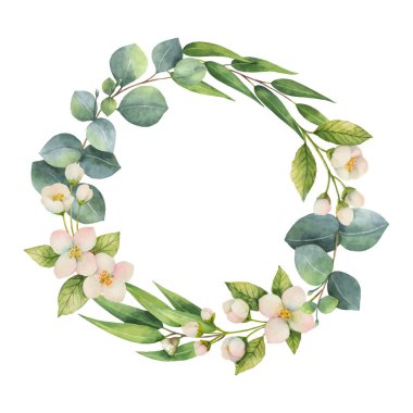 Download Watercolor Jasmine Wreath Free Vector Eps Cdr Ai Svg Vector Illustration Graphic Art