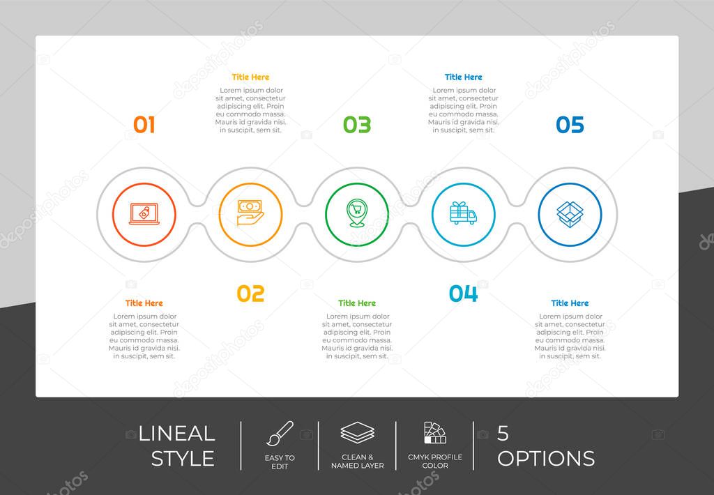 Circle option infographic vector design with 5 options &colorful