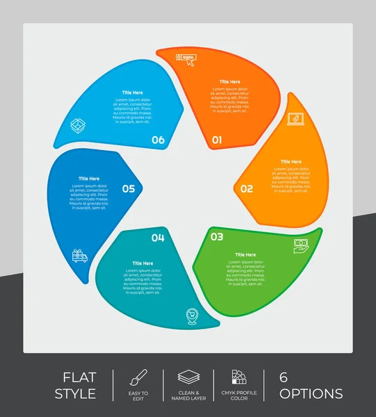 フラットスタイルとカラフルなコンセプトとプレゼンテーションビジネスオプションインフォグラフィック インフォグラフィックの6つのオプションは ビジネス目的で使用することができます — ストックベクタ