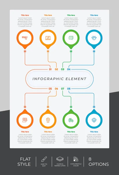 Presentación Negocio Opción Infografía Con Estilo Plano Concepto Colorido Opciones — Vector de stock