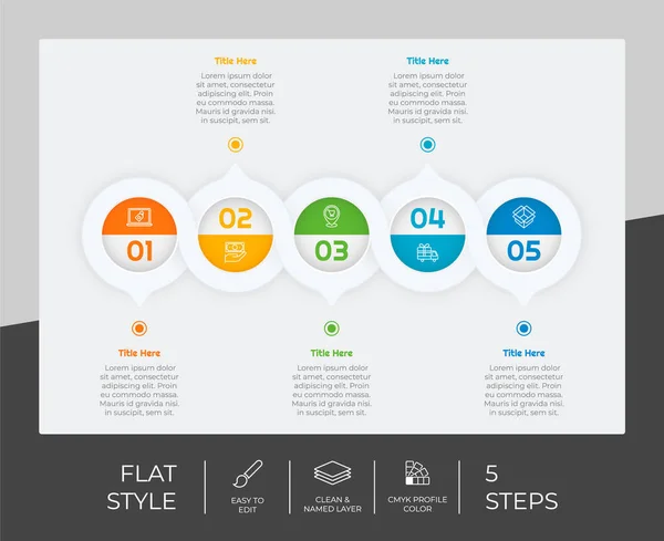 Steg Platt Infographic Vektor Design Med Fyrkantiga Objekt För Marknadsföring — Stock vektor