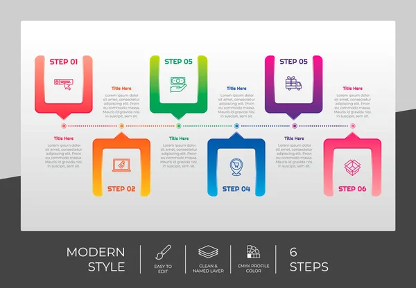 Circle Process Infographic Vektor Design Med Steg Färgglada Stil För — Stock vektor