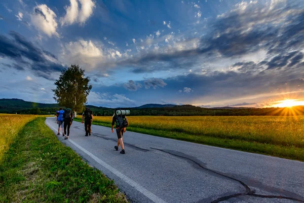 Active group of hikers — Stock Photo, Image