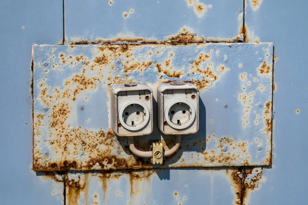 Two Old Rusty Electric Wall Sockets — Stock Photo, Image