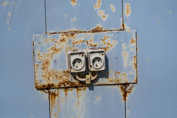 Two Old Rusty Electric Wall Sockets — Stock Photo, Image