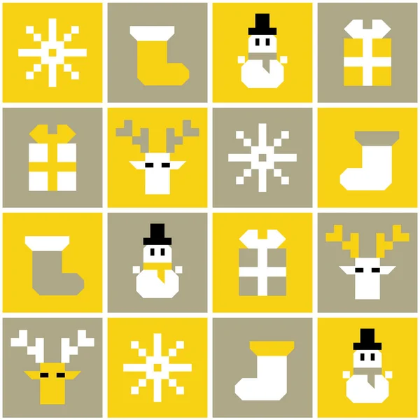 Χωρίς Ραφή Διανυσματικό Μοτίβο Χριστουγεννιάτικο Φόντο Pixel Ευτυχισμένο Νέο Έτος — Διανυσματικό Αρχείο