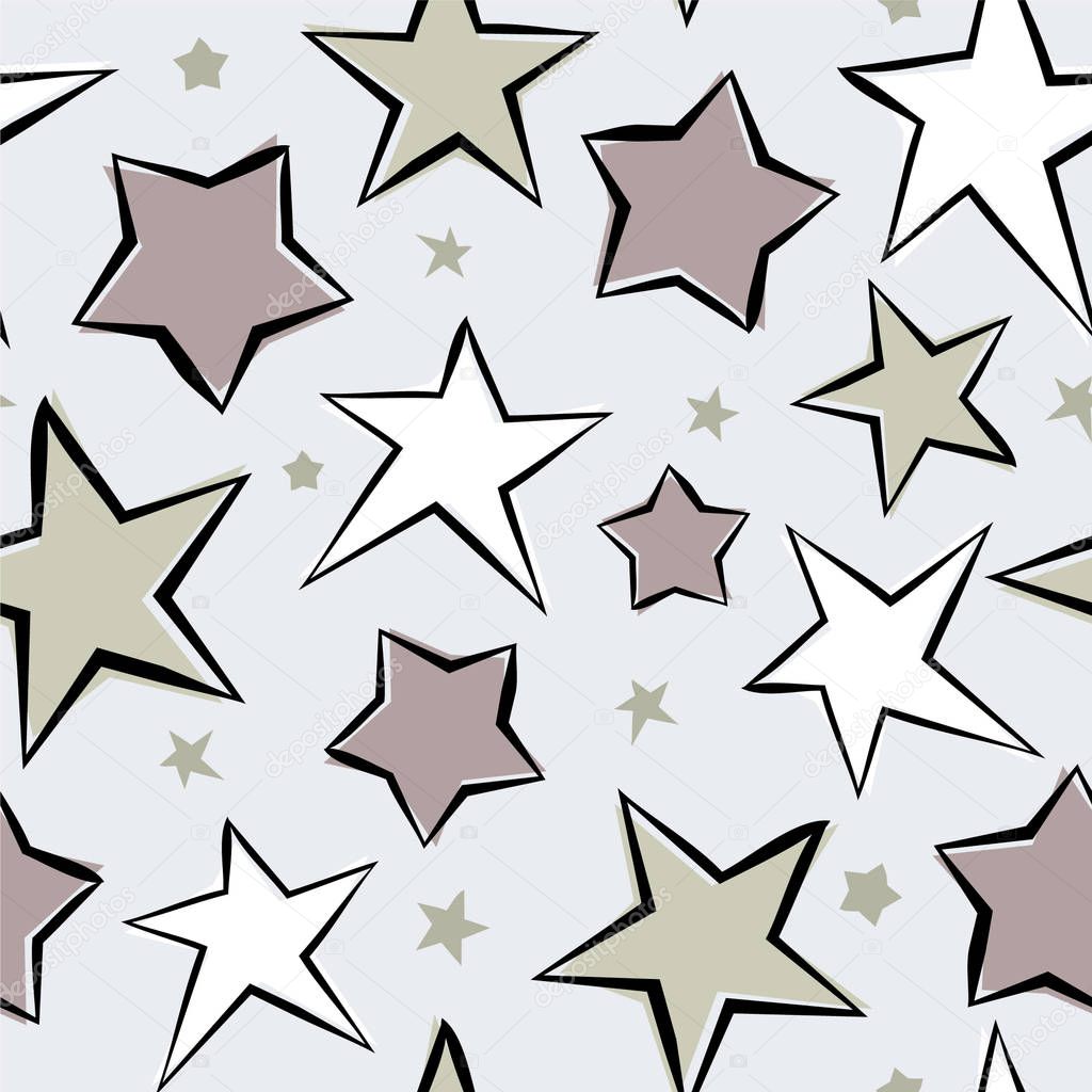 Seamless vector pattern with stars. Star pattern. The second illustration. Cute magical background.