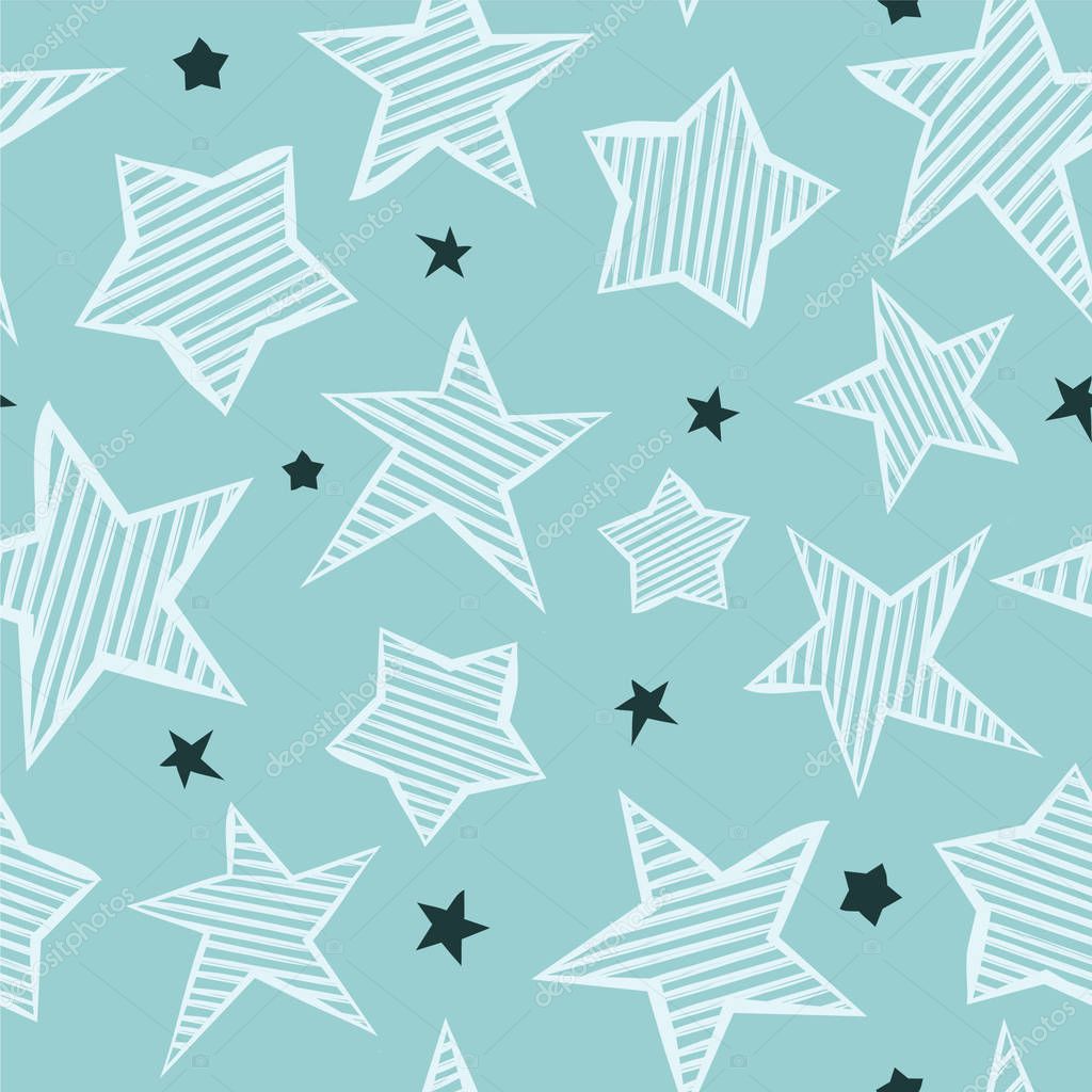 Seamless vector pattern with stars. Star pattern. The second illustration. Cute magical background.