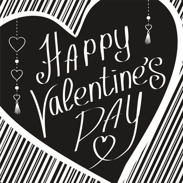 Handgezeichnetes Vektorherz Glücklicher Valentinstag Vektor Illustration Kreideschrift Valentinstag Liebe Karte — Stockvektor