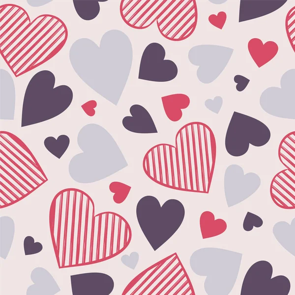 Seamless Vector Pattern Hearts Lovely Vector Background Valentine Day Illustration — 스톡 벡터