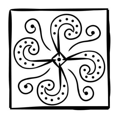 Elle çizilmiş siyah ve beyaz vektör süsü. Oryantal desenli döşeme. Desenler ve dekorasyon için süsleme.