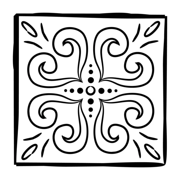 Elle çizilmiş siyah ve beyaz vektör süsü. Oryantal desenli döşeme. Desenler ve dekorasyon için süsleme.