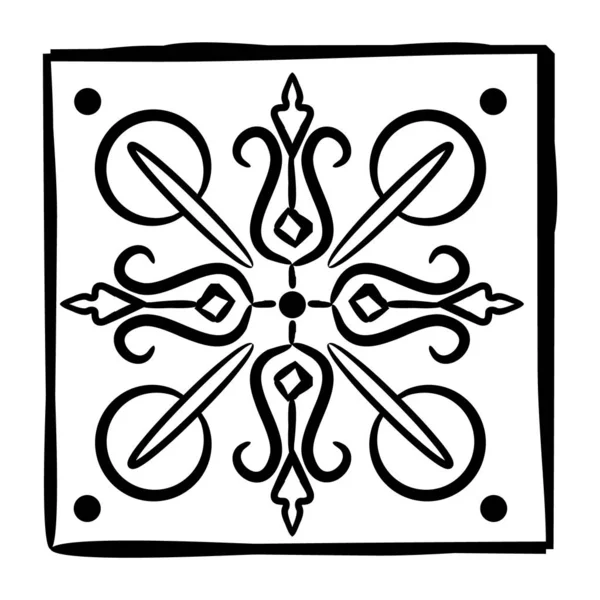 Elle çizilmiş siyah ve beyaz vektör süsü. Oryantal desenli döşeme. Desenler ve dekorasyon için süsleme.