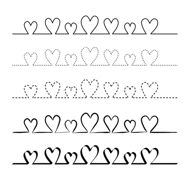 Simple Heart Shaped Lines Line Art Theme Love Weddings Valentine — 스톡 벡터