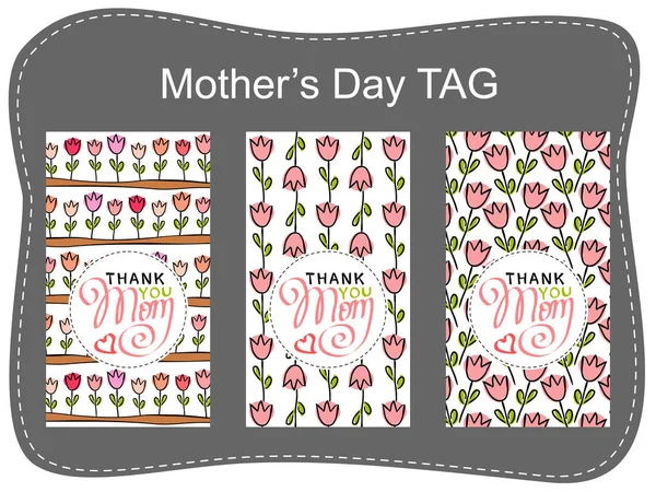 Σετ Ετικετών Τουλίπες Για Γιορτή Της Μητέρας Χαριτωμένη Λεπτή Ετικέτες — Διανυσματικό Αρχείο