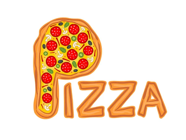 Brev Form Pizza Logotyp För Pizzeria Café Eller Restaurang Titel — Stock vektor