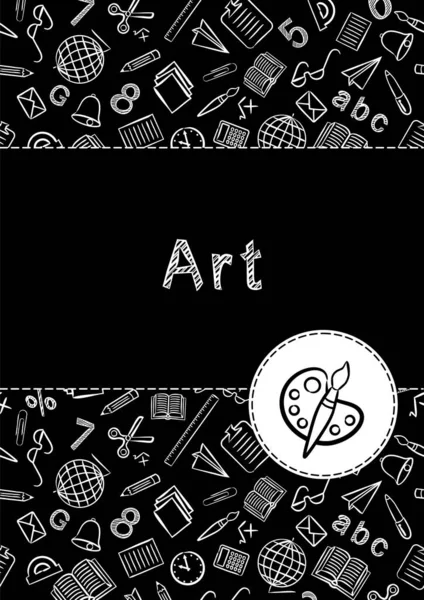 Cover School Notebook Art Book School Pattern Black White Chalk — Stock Vector