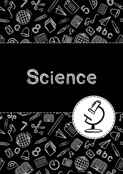 Обкладинка Шкільного Ноутбука Або Наукового Підручника Шкільний Візерунок Чорно Білому — стоковий вектор